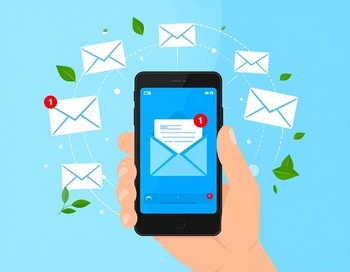 画像：メールを受信しているスマートフォンのイラスト