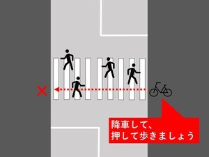 イラスト：横断歩道上を通行するとき_歩行者がいる場合