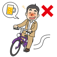 イラスト：こんな乗り方も禁止です　飲酒運転（酒酔い）