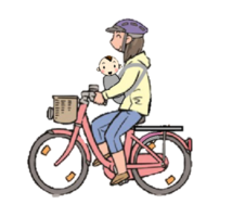 イラスト：幼児を乗せることができる場合　抱っこ