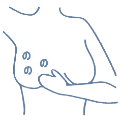 イラスト：乳がん自己検診の方法「さわってみる」