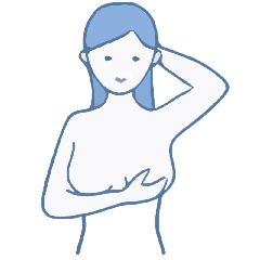 イラスト：乳がん自己検診の方法「つまむ」