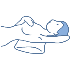 イラスト：乳がん自己検診の方法「 仰向けに寝る」