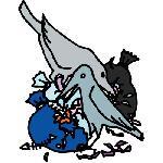 イラスト：カラスがごみをあさる様子