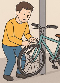自転車にカギをかけるイラスト