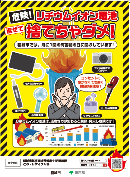 Diagram) Lithium-ion Battery Disposal Rules Warning Poster