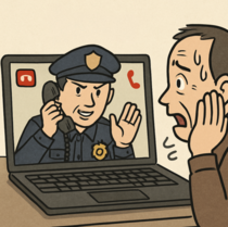 Image illustration of a fake police officer [Video call]