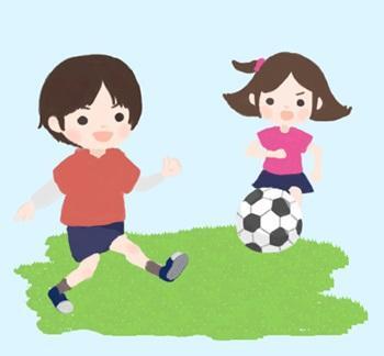 일러스트: 공원에서 축구를 하며 노는 아이들