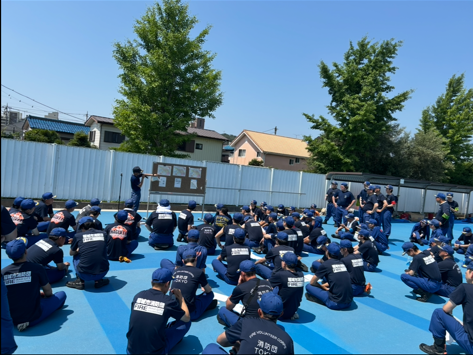 Foto: Visão geral da explicação do manual de atividades de prevenção de inundações do Corpo de Bombeiros da Cidade de Inagi