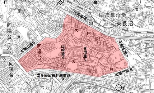 Mapa: Momura, Higashi-Naganuma, Omaru, Koyodai