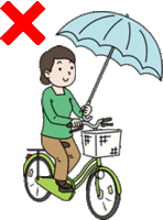 Ilustração: Este tipo de condução também é proibido - conduzir com um guarda-chuva