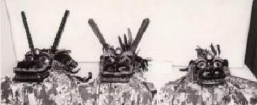 Foto: Cabeça de leão antiga de Anazawa Tenjin