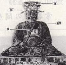 Foto: Nomes das partes da estátua de Buda