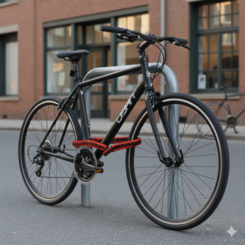 Imagem de bicicleta trancada com cadeado de cabo articulado